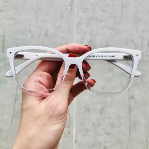 oticagriss oculos de grau quadrado transparente com branco 183