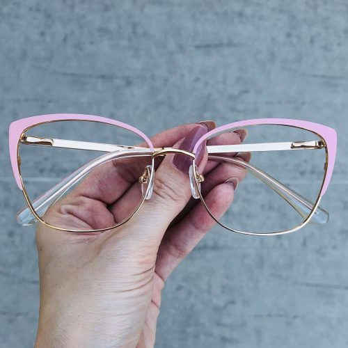oticagriss oculos de grau em metal gatinho rosa 218 2