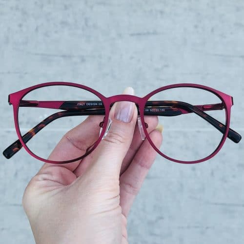 oticagriss oculos de grau em metal redondo vermelho 226