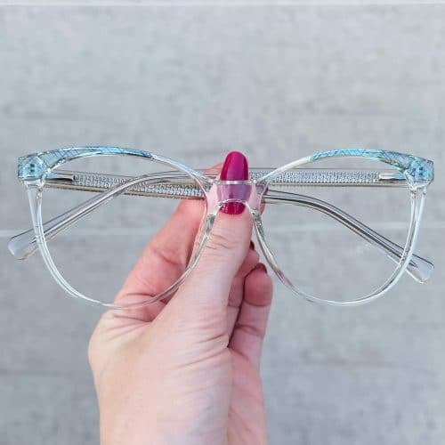 oticagriss oculos de grau gatinho azul com transparente 254