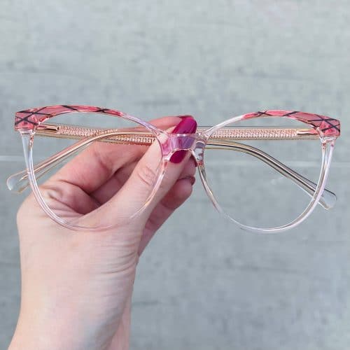 oticagriss oculos de grau gatinho rosa com transparente 254