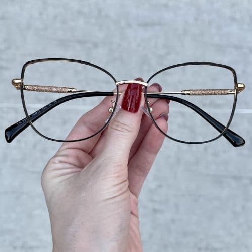 oticagriss oculos de grau em metal gatinho preto com dourado 265 1