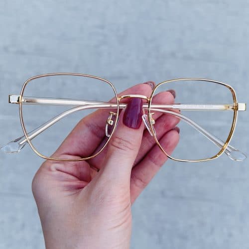 oticagriss oculos de grau quadrado de metal dourado 270 3