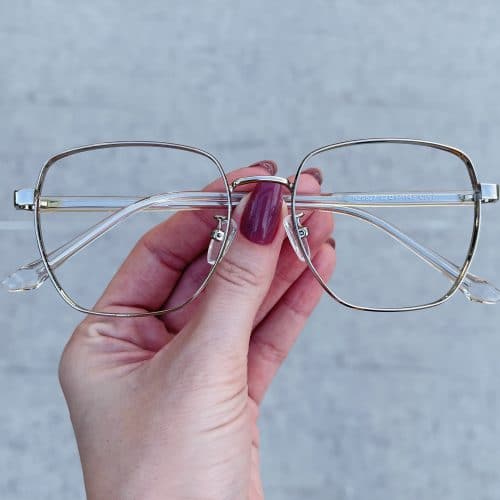 oticagriss oculos de grau quadrado de metal prata 270 2