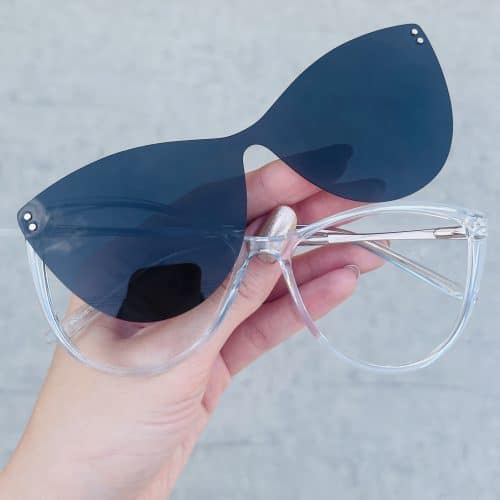 oticagriss oculos clip on 2 em 1 gatinho azul 308