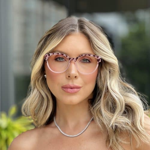 oticagriss oculos de grau feminino redondo tartaruga com rosa 344 3